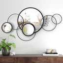 Wall Mirror Decorative, Print Round Decorative Mirrors, Large Decor Metal Wall Art Mirro for Entryway, Living Room, Bedroom, Dining Room Kitchen Decor 45''x25.5''
