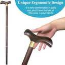 Classic Wooden Walking Cane Ergonomic Solid Wood Quality Cane for Seniors with Rubber Tip Single Point Cane Sturdy Lightweight Traditional Style Walking Stick Gift for Men and Women
