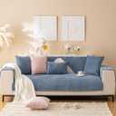 Vctops Soft Chenille Sofa Couch Cover Solid Color Striped Weave Textured Sectional Couch Covers Washable Anti-Slip Sofa Slipcover for Dogs Pet, 1 Piece/Not All Set (Blue,27"x70")