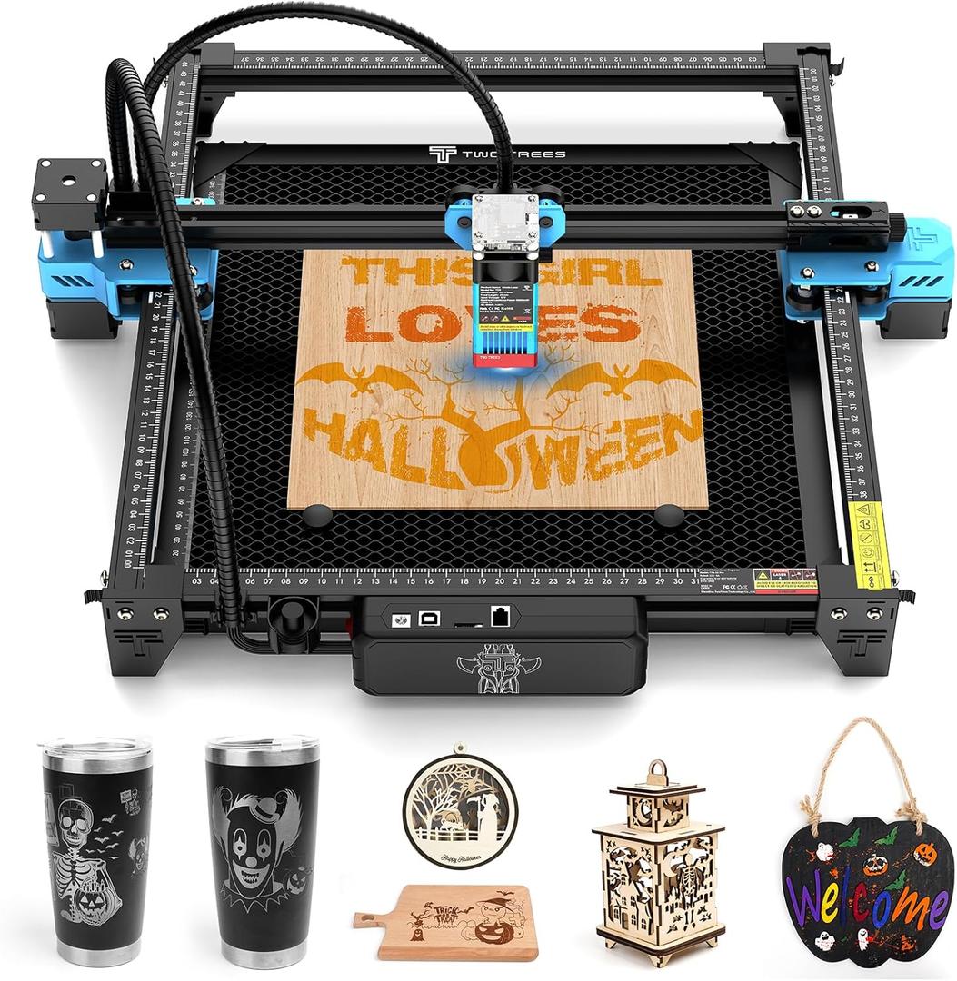 Twotrees TTS55 Pro Laser Engraver 40W Laser Engraving Machine 32 Bit Motherboard, for Cut Plywood Wood Engrave Aluminum, Laser Power: 5500mW, Engraving Area: 300x300mm (Upgrade Version)