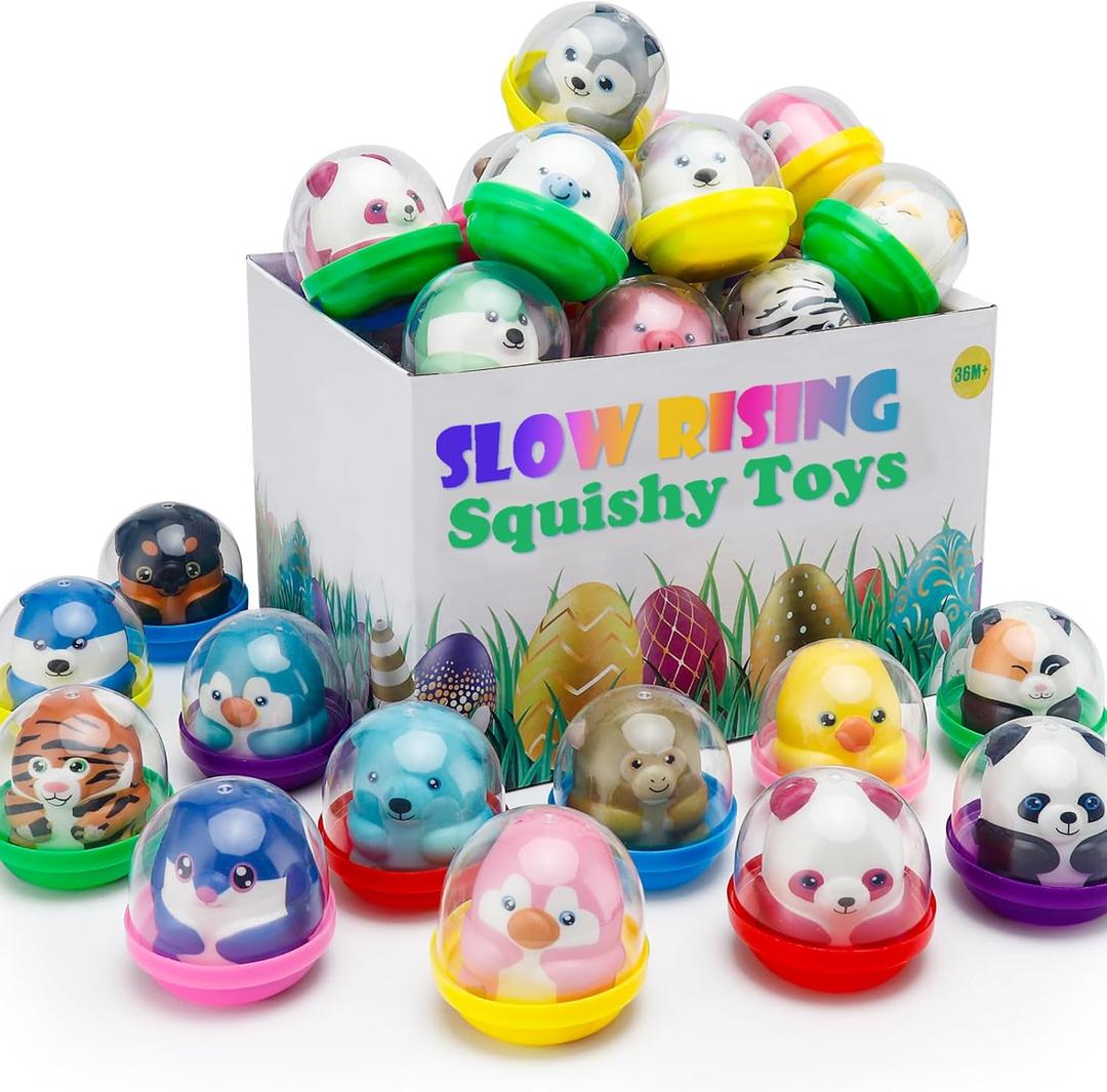 30 Packs Party Favors Slow Rising Stress Relief Squishies for Kids, Easter Basket Stuffers Treasure Box Toys, Kids Classroom Prizes,Claw Machine Toys,Mini Animal Toys