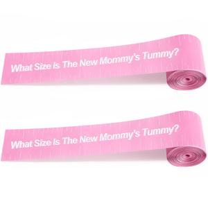 2 Rolls 2 Inch x 150 Feet Baby Shower Measuring Tape Tummy Measure Belly Game Paper Belly Measuring Tape for Baby Shower Party Decorations Supplies (Pink)