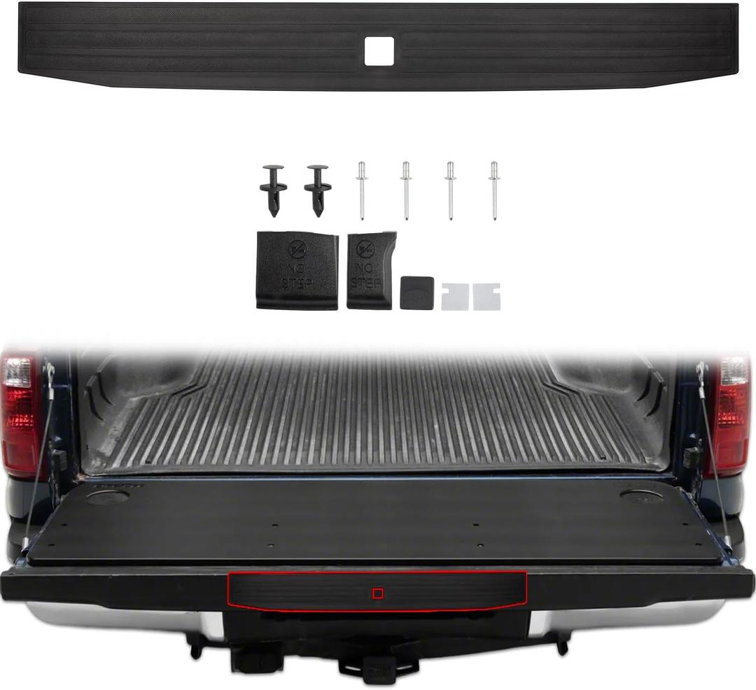 RANSOTO Tailgate Molding Trim Compatible with 2023 2024 2025 Ford F250 F-250 F350 F-350 Super Duty Flexible Flex Step Cap Top Protector Cover