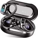 Wireless Earbuds, 2025 Bluetooth 5.4 Headphones Sport, Bluetooth Earbuds with ENC Noise Canceling Mic, 50H Stereo Wireless Headphones IP7 Waterproof with Earhooks, Dual LED Display for Workout/Running (Cream Black)