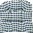 Klear Vu Gripper Overstuffed Universal Non-Slip Dining Chair Cushions for Kitchen Decor or Office Use, U-Shaped Skid-Proof Seat Pad, 15x15 Inches, 2 Count (Pack of 1), Gingham Blue