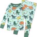 HonestBaby unisex-baby Celebration 2-piece Pajamas Sleepwear Pjs 100% Organic Cotton for Baby, Toddler, Kids (3T, Dino Mite Athlete Eggs)