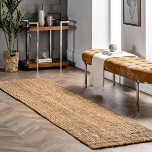nuLOOM Ashli Solid Farmhouse Jute Runner Rug, 2' 6" x 8', Natural