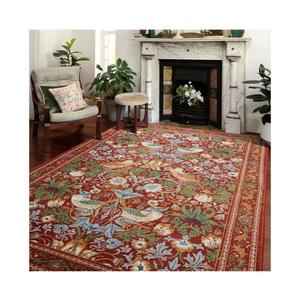 RoomTalks Ultra Thin Country Rustic 60×90Entryway Rug Entrance NonSlip Washable Indoor Door Mat, Rusty Red Strawberry Thief Rug, Vintage Botanical Floral Forest Accent Throw Rugs for Bathroom Kitchen