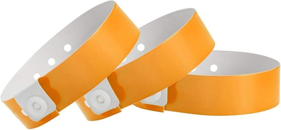 500 WristCo Neon Orange Vinyl Wristbands for Events  Extended Wear, Triple-Layer PVC Construction, Tamper-Proof  Premium Bracelets for Hospital ID, Concert Entry, Party, VIP Identification
