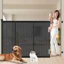Pawtners Retractable Baby Gates Extra Wide, Dog Gate Indoor for Stairs, Pet Gate with Support Rods for Doorways Hallways Indoor & Outdoor,51" Tall x 200" Wide