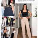 BRXL 2 in 1 Dress Pants for Women Work Tummy Control Shapewear Long Wide Leg Winkle Free Business Casual (Medium, Black)