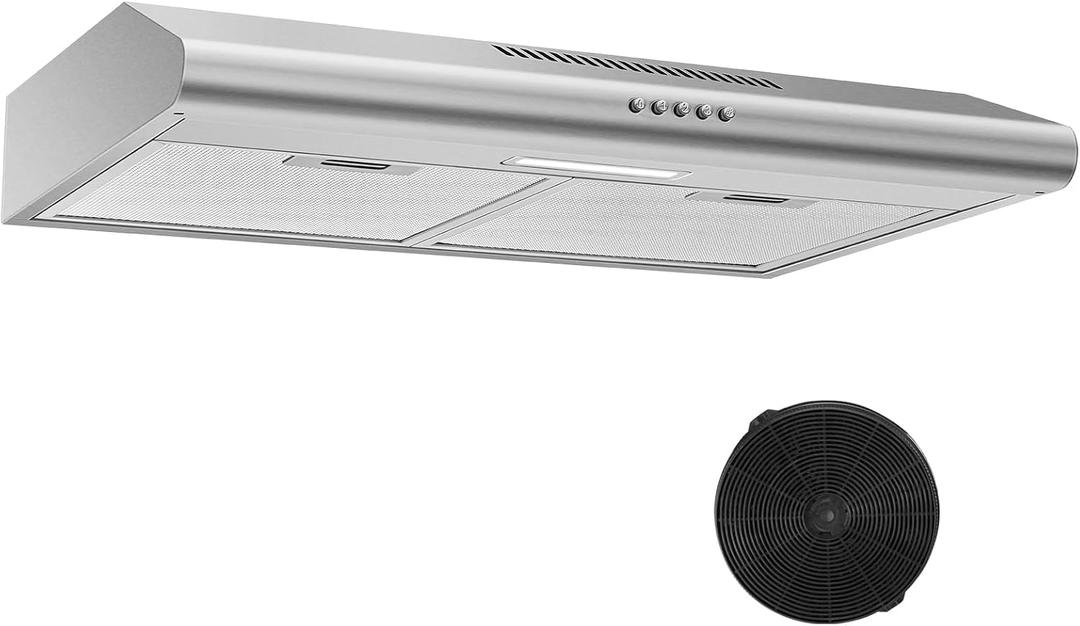 Under Cabinet Range Hood 30 inch, Stainless Steel Kitchen Hood