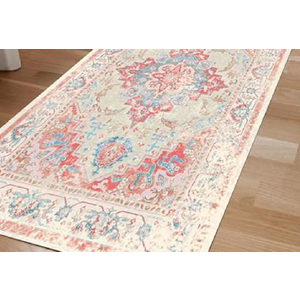 Vhong Washable Area Rugs Boho Vintage Neutral Modern Pink 8x10 Non Slip Large Carpet for Living Room Dining Room Bedroom