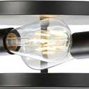Farmhouse Semi Flush Mount Ceiling Light, Black 11inch 2-Light Metal Cage Light Fixture Ceiling Mount, Industrial Closed to Ceiling Mount Lamp, Vintage Pendant Lighting, Bulb Not Included