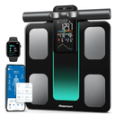 Scale for Body Weight 8 Electrodes Dual Frequency BIA Measurement Digital Bathroom Scale with Handle VA Display 28 Body Metrics Compatible with iOS & Android