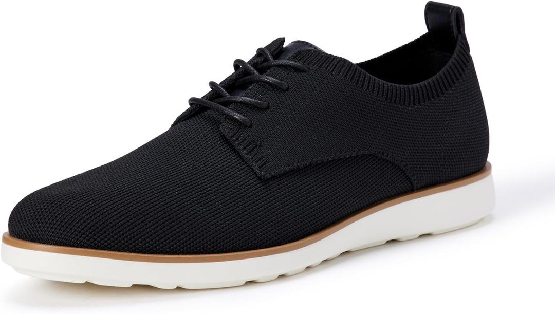 Amazon Essentials Men's Derby Knit Dress Sneakers with Foam Insole (9, Black)