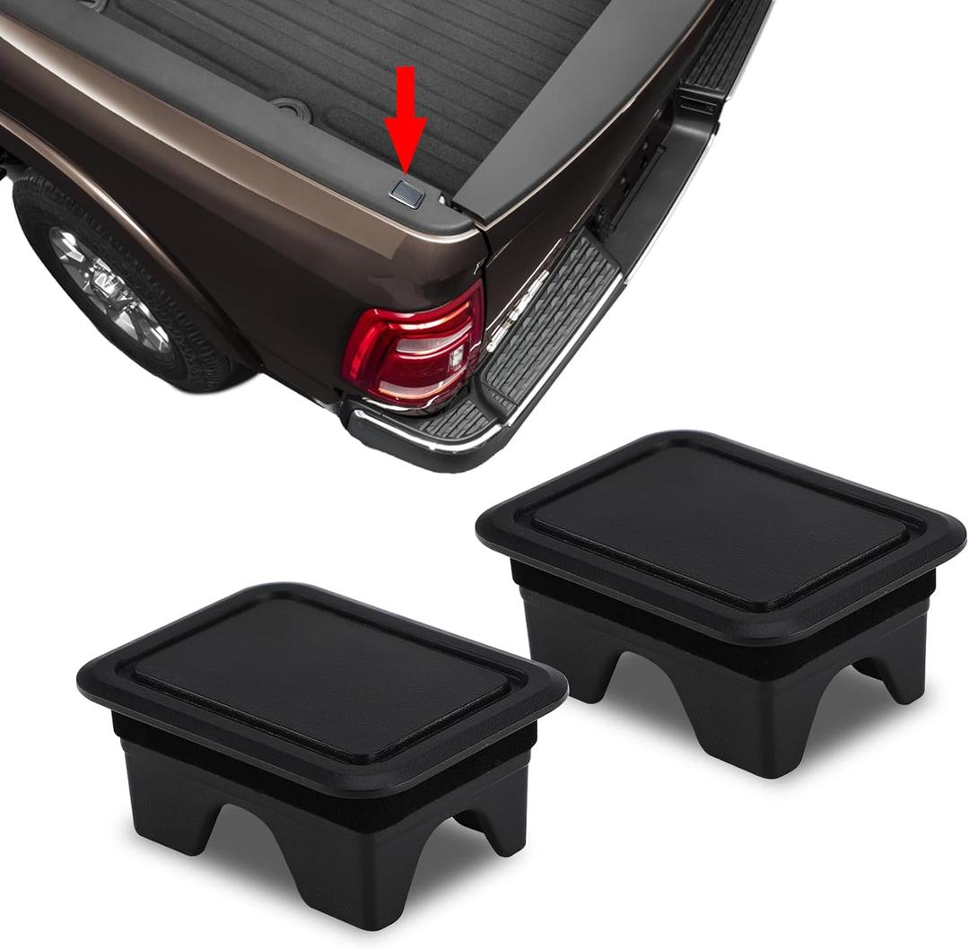 2 x 2PCS Bed Rail Stake Pocket Covers, Truck Stake Pocket Covers, Dustproof Truck Bed Hole Plugs, Truck Bed Accessories Rear Truck Holes Covers Compatible with Dodge Ram 1500 2500 3500 2019-2022