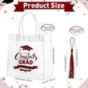 Sweetude 24 Pack 2026 Graduation Clear Gift Bags with Tassel Bulk, Congrats Grad Reusable PVC Treat Bags with Handles for Graduation Party Favors, High School College, 7.9 x 7.9 x 3.5 in (Burgundy)