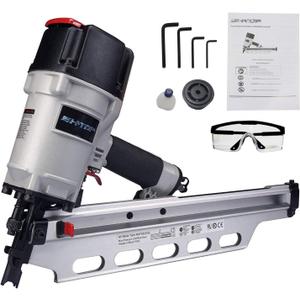 BHTOP 9021NS Framing Nailer 21 Degree 3-1/2" with Depth Adjustment Professional Air Nail Gun (Silver)