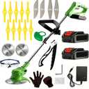 Weed Wacker, Electric Weed Wacker Brush Cutter with 2 X 21V Battery and Charger 3-in-1 Grass Cutter with 90 Adjustable Head Cordless Weed Wacker Weed Wacker for Gardens, Park, Lawns.