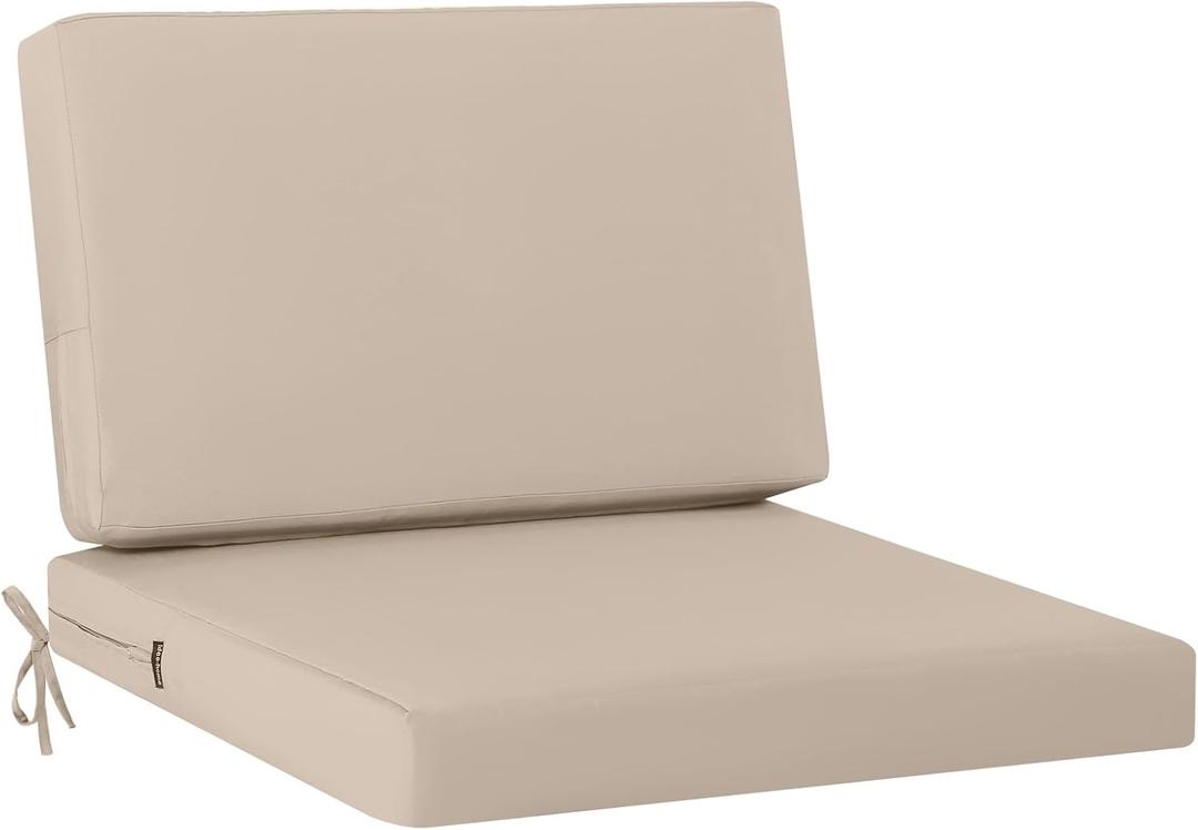 idee-home Outdoor Chair Cushions for Patio Furniture, Outdoor Seat Couch Cushion, Waterproof Hampton Bay Deep Seat Replacement Cushions for Garden Lawn Backyard Deck, 28.5 x 28.5 Beige