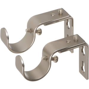 Ivilon Short Projection Brackets for Curtain Rods - for 1 or 1 1/8 Inch Rods. Set of 2 - Satin Nickel