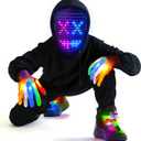 Camlinbo LED Mask & Glow Set with Gesture Sensing, Cool Stuff Gifts Christmas Toys for Teens, Light Up Mask Gloves and Shoelaces for Xmas New Year's Eve Costume Holiday Party