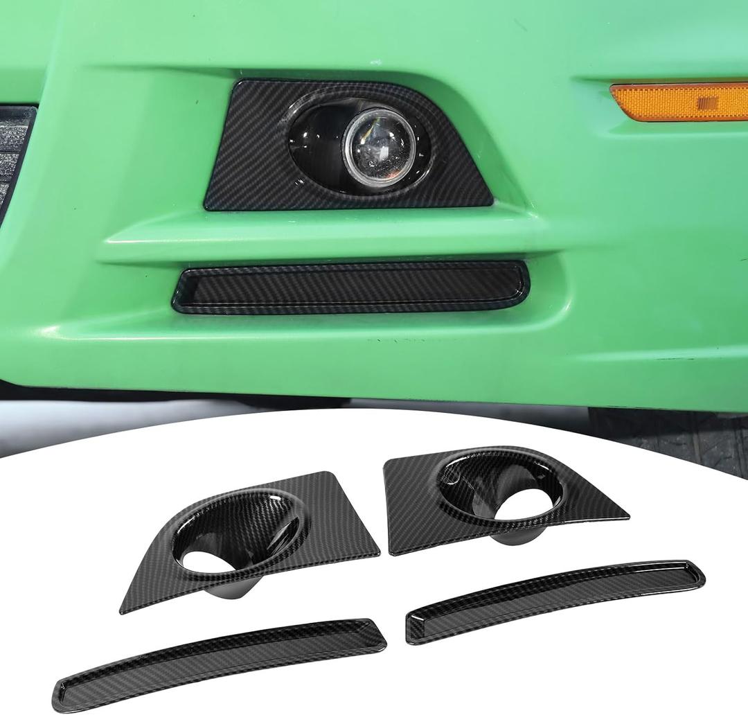 for Mustang Front Bumper Fog Light Cover Trim Carbon Fiber for Ford Mustang 2010-2014 Carbon Fiber Exterior Accessories 4pcs