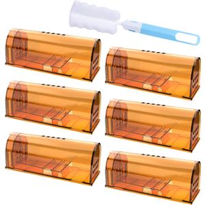 6 Pack Live Mouse Traps No Kill, Humane Mouse Traps Indoor for Home, Reusable Mice Trap Catcher for House & Outdoors (Orange)