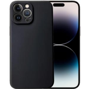 Compatible with iPhone 14 Pro Soft Liquid Silicone Gel Cell Phone Mobile Basic Back case Cover casing funda para (Black)