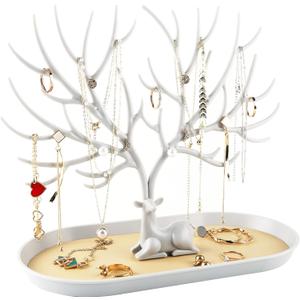 MORE&LESS Antlers Jewelry Display Stand,Tree Tower Rack Hanging Organizer for Ring Earrings Necklace Bracelet