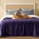 Bedsure Waterproof Blanket for Bed - Sherpa Fleece Waterproof Dog Blankets for Large Dogs, Pet Blankets for Bed/Couch/Dog Crate, Soft Plush Reversible Furniture Protector, Queen, 90"x86", Eggplant
