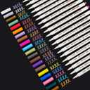 Sunshilor Metallic Markers Fine Point Metallic Marker Pens for Black Paper, Rock Painting, Easter Egg, Halloween Pumpkin, Card Making, Metal, Ceramic, Wine Glass, Set of 20