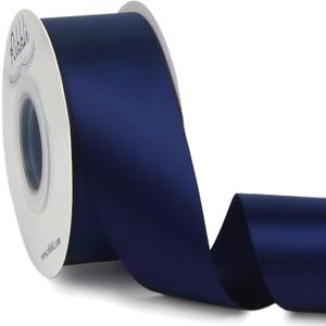 Ribbli Navy Double Faced Satin Ribbon,1-1/2 x Continuous 25 Yards,Use for Bows Bouquet,Gift Wrapping,Wedding,Floral Arrangement