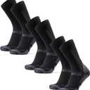 DANISH ENDURANCE Merino Wool Hiking Crew Socks for Men & Women, Cushioned Anti-Blister, Breathable - 3 Pairs (Large, Black/Grey)