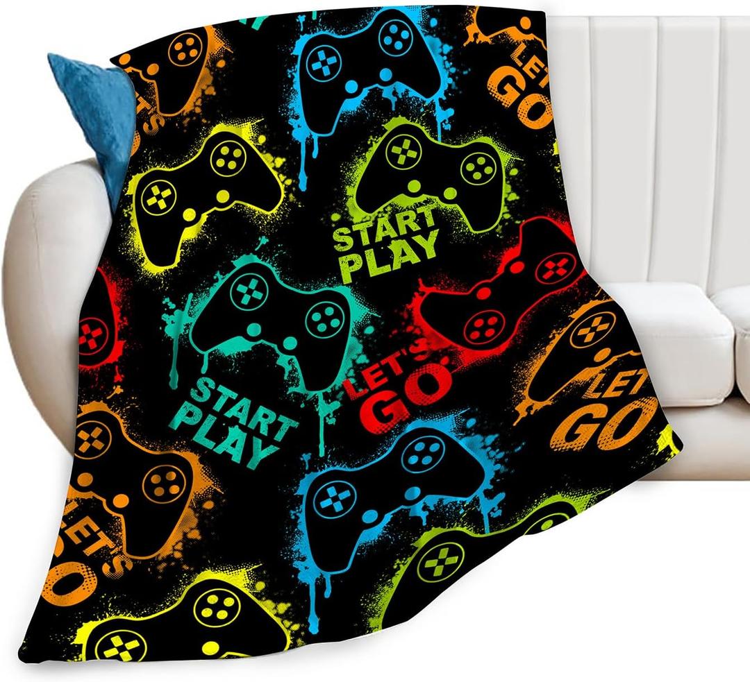 Gaming Blanket Gaming Throw Blankets Cozy Fleece Flannel Plush Blanket Bedding Game Gifts for Boys Girls Men Women Lovers Adults Decor for Couch Sofa Bed 50"X40"