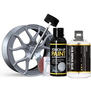 Titanium Gray Rim Touch Up Paint, Rim Repair Kit Curb Rash, Wheel Touch Up Paint for Quickly Fix Rim's Scratches, Chips and Surface Damage