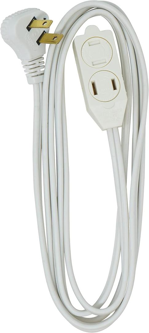 SlimLine 2235 Indoor Flat Plug Extension Cord, 3 Foot Cord, Right Angled Plug, 16 gauge, 3 Polarized Outlets, 125 Volts, Space Saving Design, Neutral White Color, UL and CUL Listed SlimLine 2235 Indoor Flat Plug Extension Cord, 3 Foot Cord, Right Angled Plug, 16 gauge, 3 Polarized Outlets, 125 Volts, Space Saving Design, Neutral White Color, UL and CUL Listed