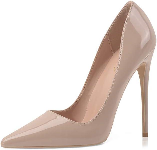 Elisabet Tang High Heels, Women Pumps Pointed Toe Stilettos 4.7 inch/12cm Sexy Heels Party Shoes (8, Nude)
