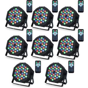 Litake DJ Par Lights, RGB 36 LED Stage Lights Sound Activated,Remote & DMX Controlled LED Uplights,7 Modes Uplighting for Dance Party Church Wedding Birthday Holiday Music Show-8 Pack