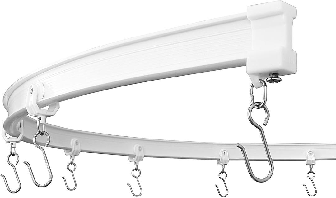 KXLife Flexible Ceiling Curtain Track, Ceiling Track for Curtains, Curtain Track Ceiling Mount, Curtain Rail, Ceiling Curtain Rod, Sliding Curtain Track System (8 ft) (White)