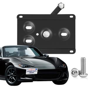 Heavy Duty Front License Plate Frame Compatible with Mazda MX-5 Miata (ND) 2016-2023, No Drill Tow Hook Mount, Anti-Theft License Plate Holders Bracket, Rust-Proof, Rattle Proof Car Accessories