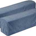 uxcell 2Pcs Twill Stretch Armrest Covers, Soft Armchair Slipcovers Couch Recliner Arm Cover for Chair Sofa Protector, Blue