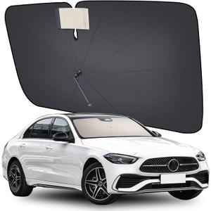 [2025 Upgrade] Coverado Windshield Sun Shade, UPF80+ Sunshade for Car Windshield Blocks Heat & UV Rays, Thickened Vinyl Coating Keep Cool Protect Interior, M 57x32 for Sedans/SUVs