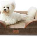 Bedsure Orthopedic Dog Bed for Medium Dogs - Waterproof Dog Sofa Beds Medium, Supportive Foam Pet Couch Bed with Removable Washable Cover, Waterproof Lining and Nonskid Bottom, Brown (28.0"L x 23.0"W x 6.5"Th)