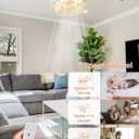 Gold Crystal Fandelier Ceiling Fans with Lights, 20" Gold Flower Chandelier Ceiling Fan with Light Remote Control, Caged Mid-Century with 6 Speeds for Bedroom, Nursery, Living Room
