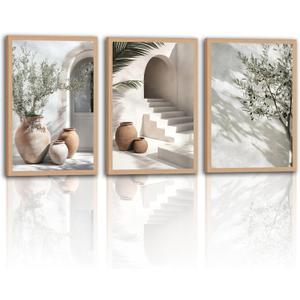 3pcs Framed Mediterranean canvas Wall Art Olive Tree Pottery 16x24In
Neutral Botanical Mediterranean Painting, Framed Picture Wall Decor for Living Room Bedroom Office