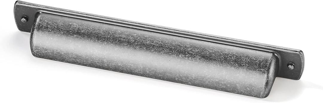 khtumeware 5 Pack 5"(128mm) Vintage Drawer Pulls Antique Pewter Cabinet Bin Cup Pulls Kitchen Hardware Iron Cabinet Handles Drawer Handles Knobs. (Cup Pulls 5" Hole Center, Antique Pewter)