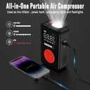 GREPRO Tire Inflator Portable Air Compressor, 160 PSI Portable Air Pump with Digital Pressure Gauge, LED Light, and Multiple Adapters for Car, Motorcycle, Bicycle, and Other Inflatables