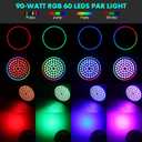 Sklydron DJ Par Lights 4Pack 90W 60LEDs RGB Halo Strip